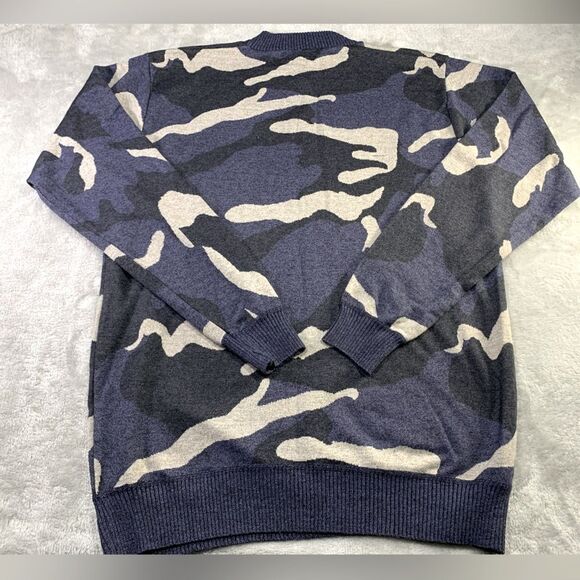 Whipper Men’s Pullover 1/4 Zip Blue Camouflage Sweater Size- XL - Picture 2 of 6